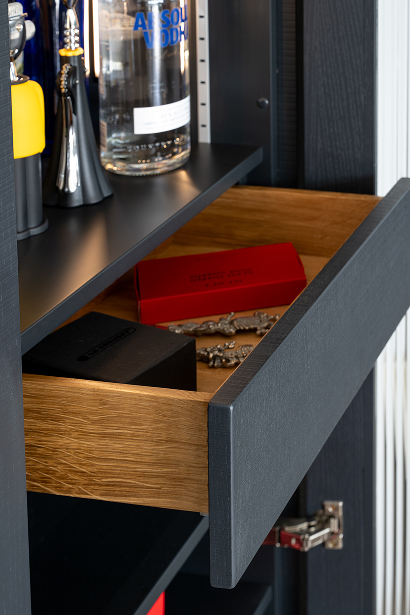 Padstow Contemporary drinks cupboard drawer